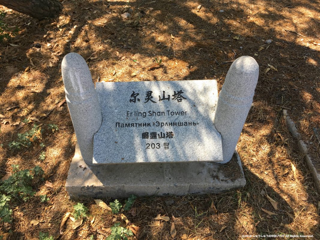 旅順203高地の尔灵山塔の石碑